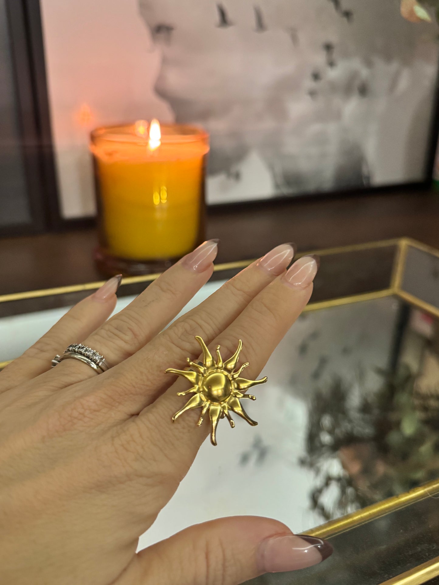 Anillo sol acero
