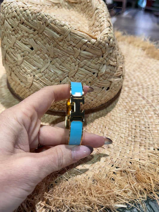 Pulsera H acero turquesa dorado