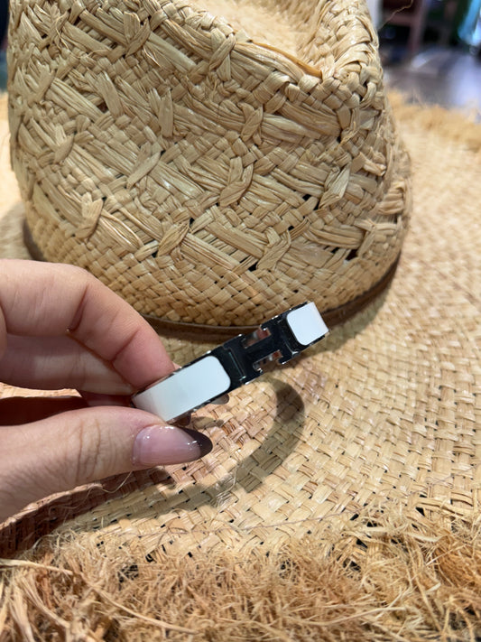 Pulsera acero H blanco plata