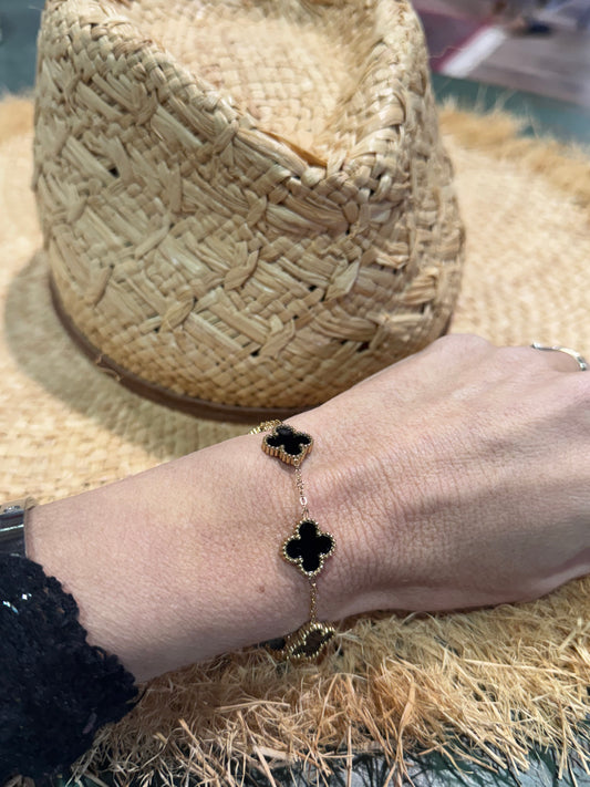 Pulsera acero cruces negra