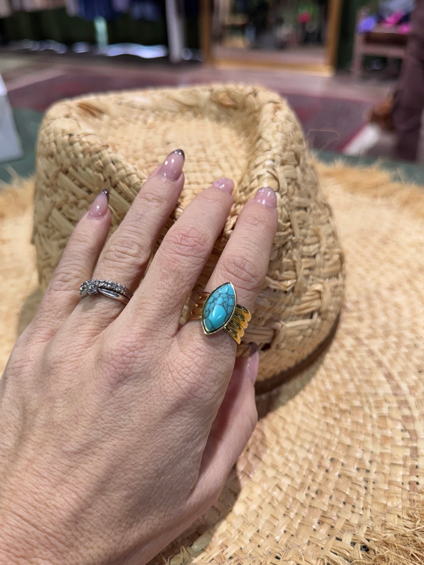 Anillo turquesa acero