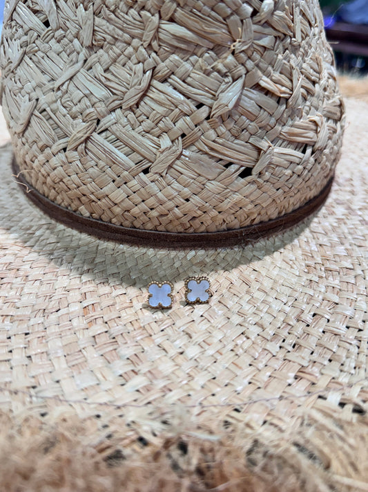 Pendientes acero cruz blanco