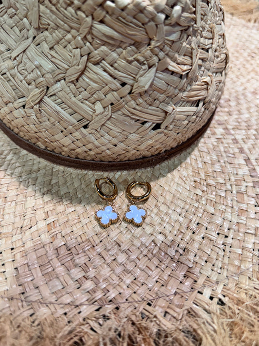 Pendientes cruz acero blanco