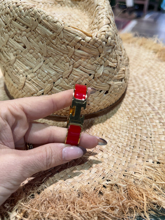 Pulsera H acero roja Dorada