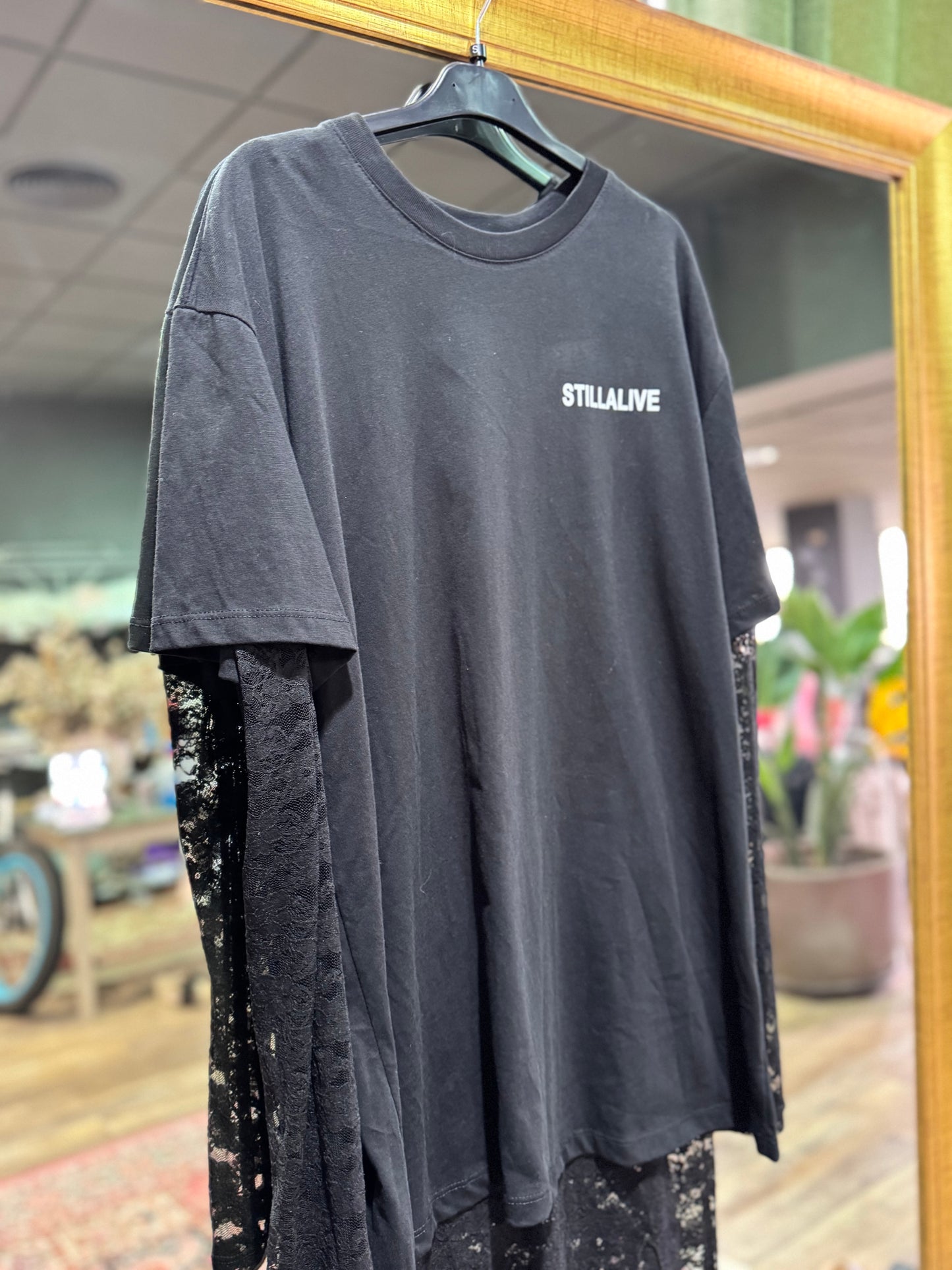 Vestido encaje camiseta dos piezas