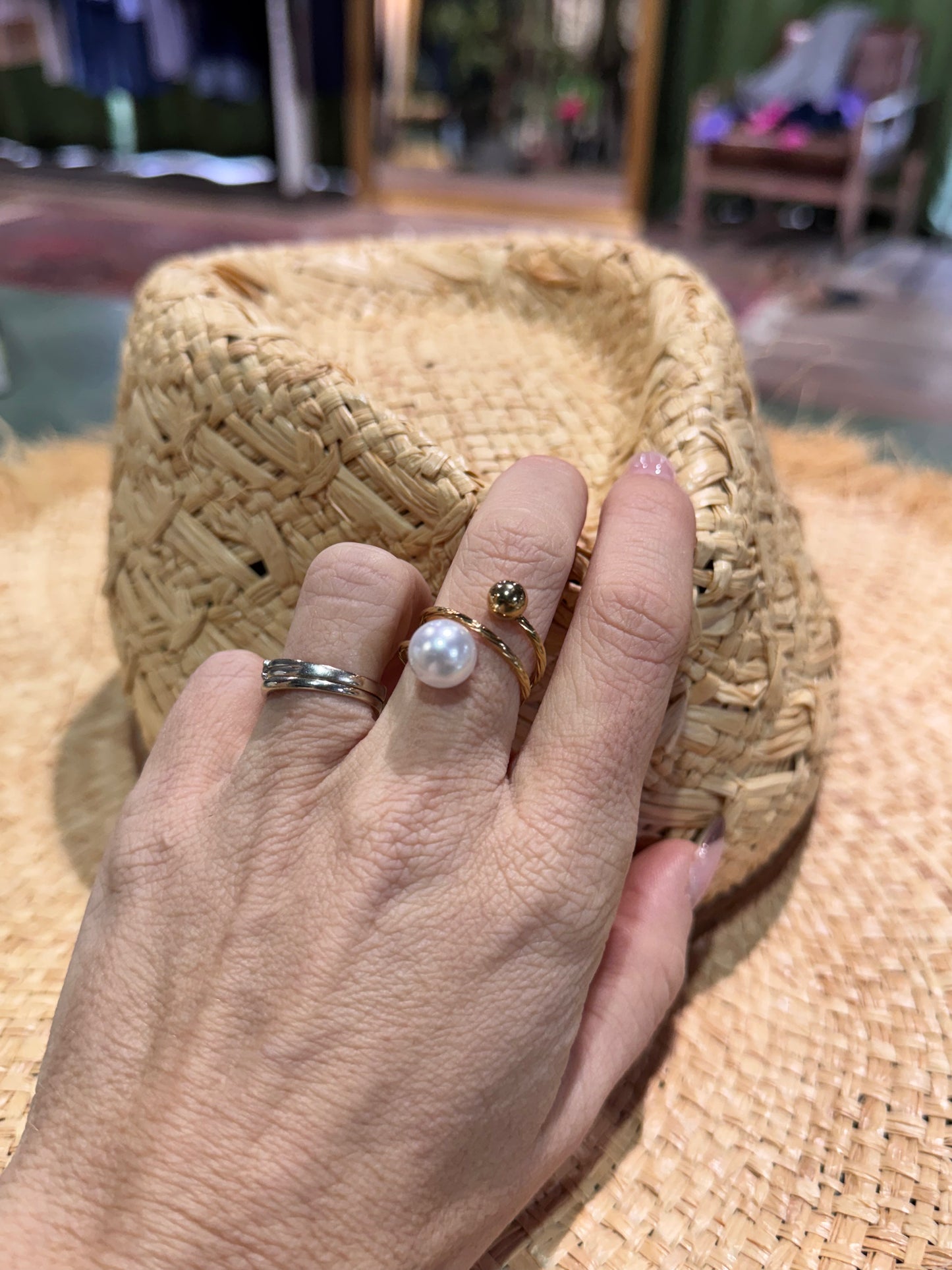 Anillo perla acero