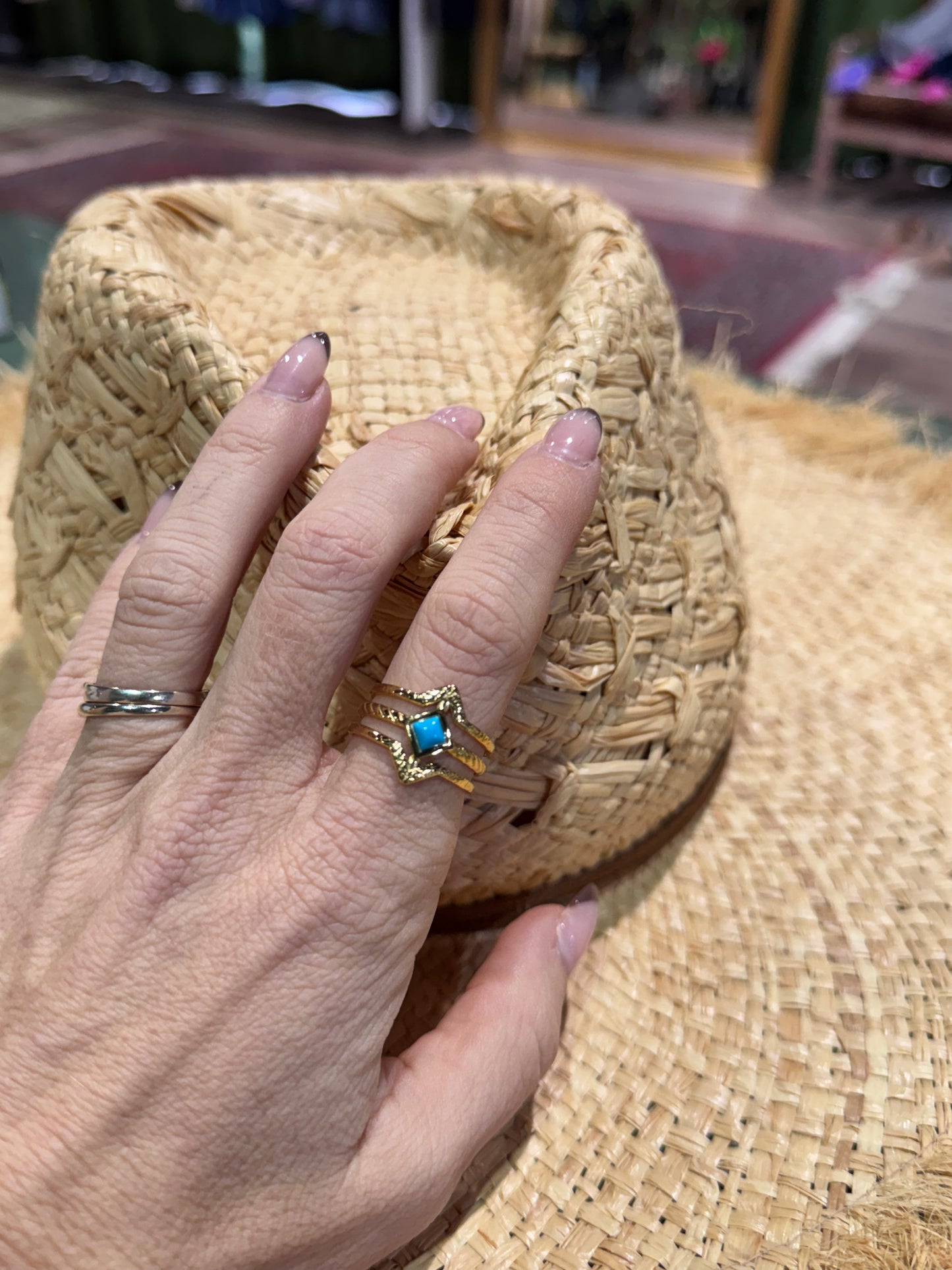 Anillo acero turquesa