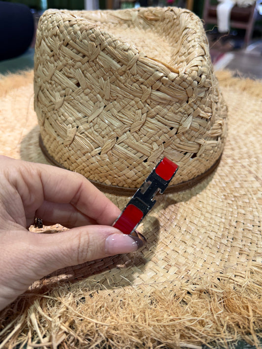 Pulsera H acero en plata roja