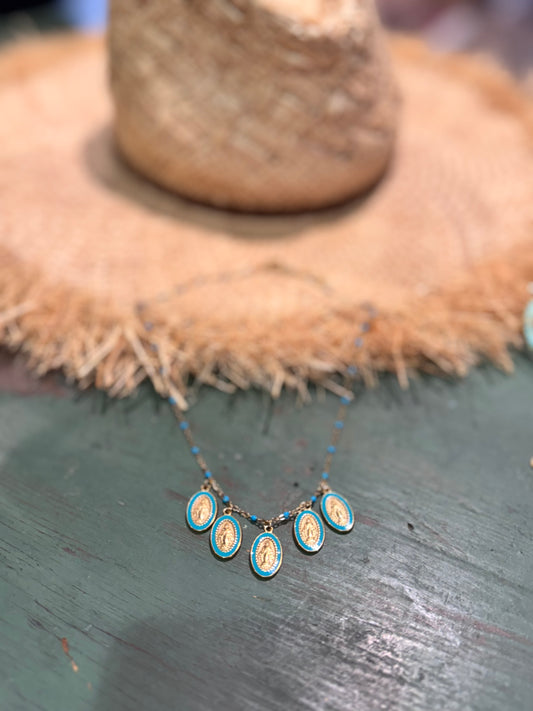 Collar virgencitas turquesa