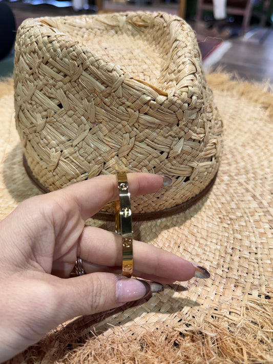 Pulsera acero dorada ancha