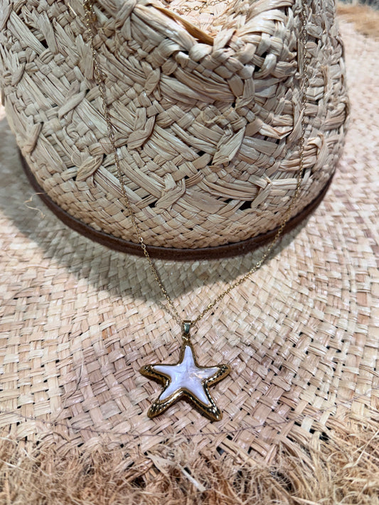 Collar estrella acero blanca