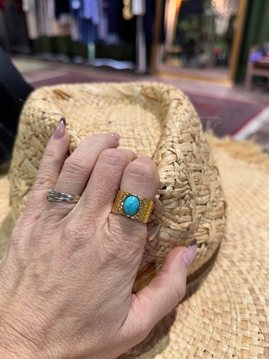 Anillo turquesa acero