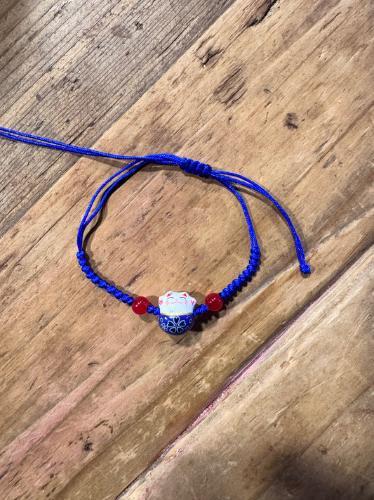 Pulsera de la suerte gatito azul